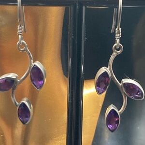 Sterling Silver and Amethyst dangle earrings.